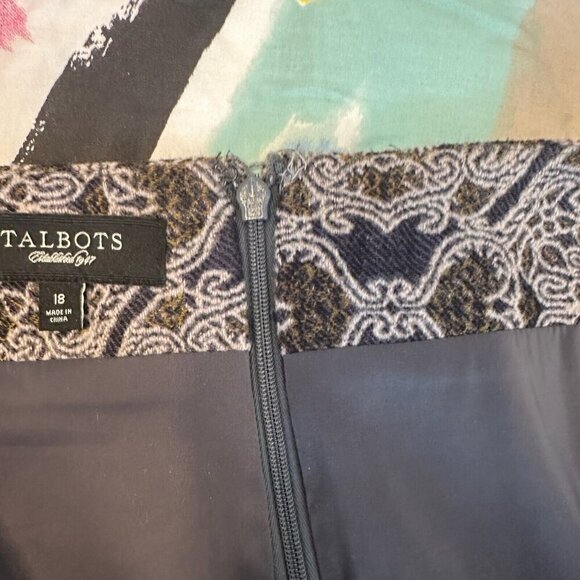 Talbots Skirt Womens Sz 18 Medallion Print A Line Midi Zip Wool‎ Blend Preppy - Picture 8 of 10